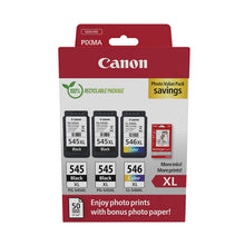 Pachet Cartuse Cerneala Inkjet si Hartie Foto Original, Canon, Canon OEM 2xPG-545XL, 1xCL-546XL, Photo Paper Ink Pack